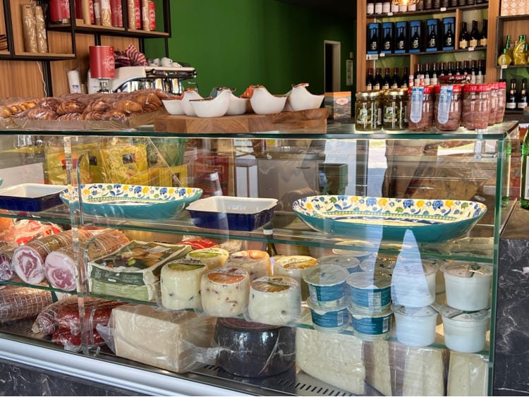 Counter with cheese, cured meats and pastries