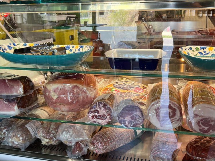 Italian salumi and cheese in the Salumeria counter